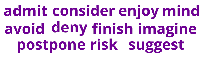 admit avoid consider deny enjoy finish imagine mind postpone risk suggest